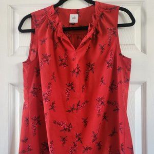 Cabi Red Sketchbook Floral Blouse